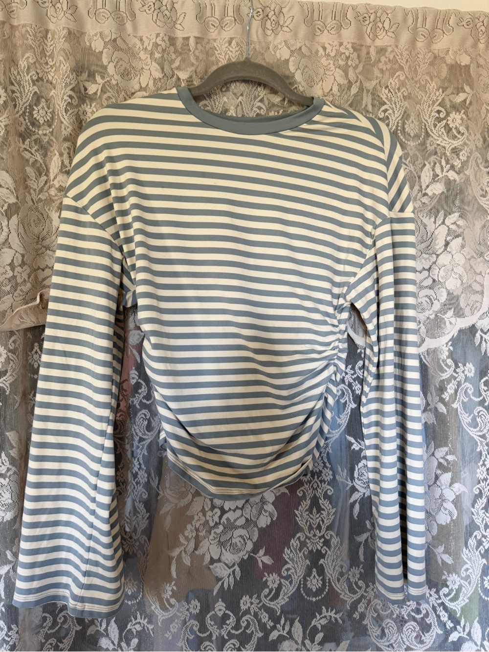 Divided Light Yellow & Grey Striped Long-Sleeve with rouged sides